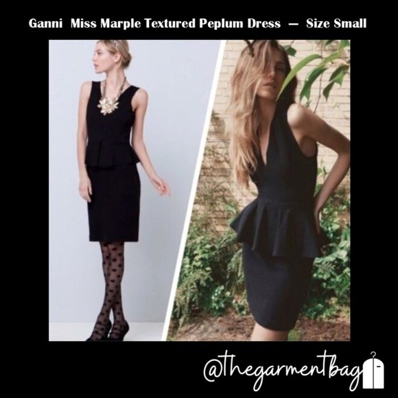 Anthropologie's Ganni Miss Marple Peplum Dress  --  Size Small - Picture 1 of 12
